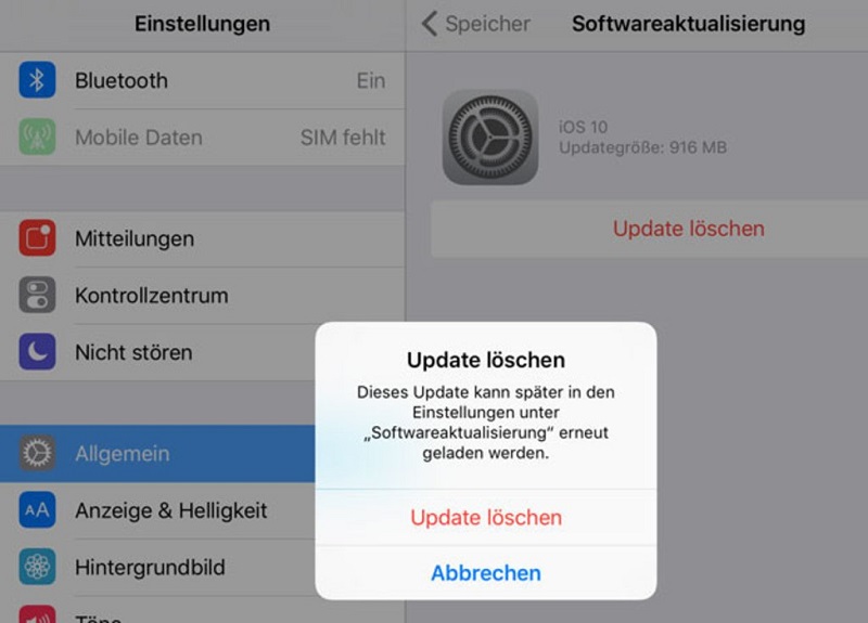 iPhone Update löschen